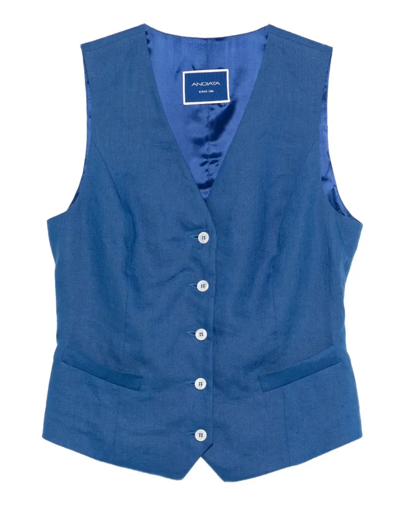 ANDIATA Maria Weste mit V-Ausschnitt - Blau Blau