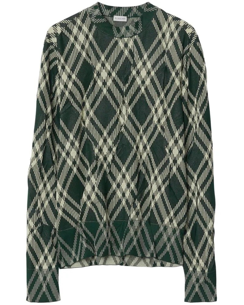 Burberry Karierter Pullover mit Knittereffekt - Grün Grün