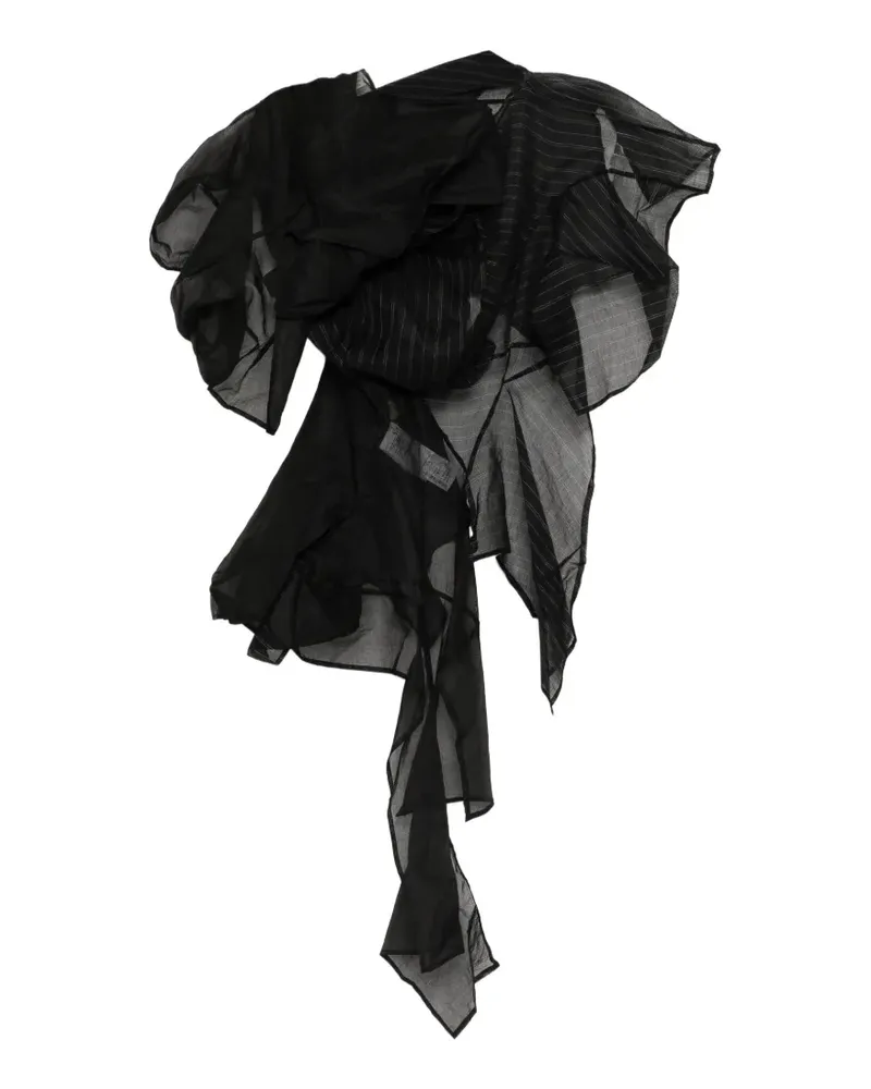 Yohji Yamamoto Asymmetrische Bluse mit Abnähern - Schwarz Schwarz