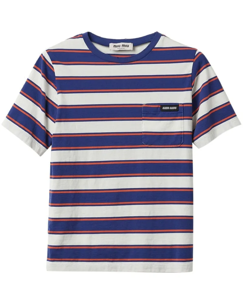 Miu Miu Gestreiftes T-Shirt - Blau Blau