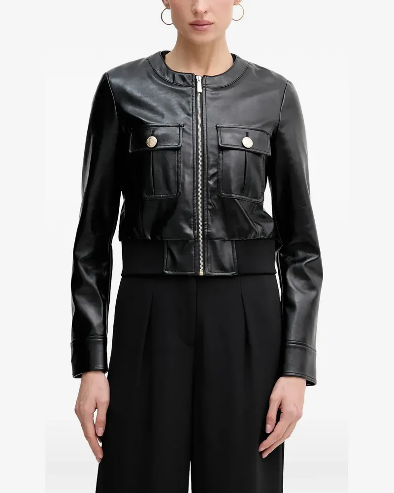 Sisley flap-pockets zipped biker jacket - Schwarz Schwarz