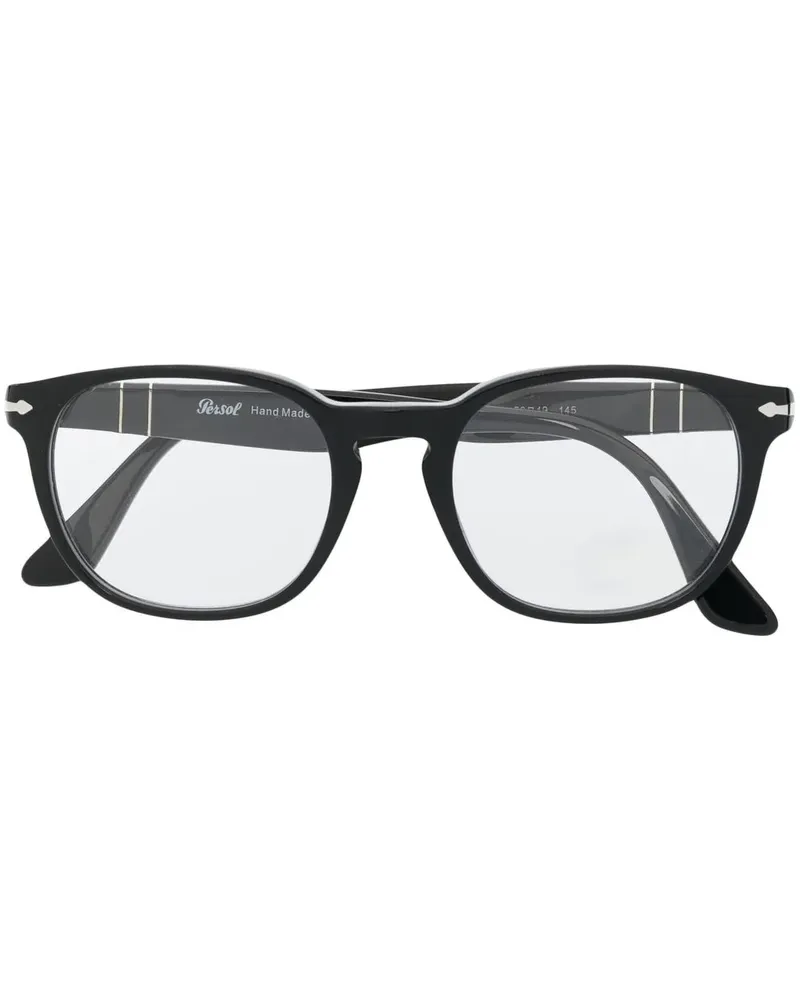 Persol Brille mit rundem Gestell - Schwarz Schwarz