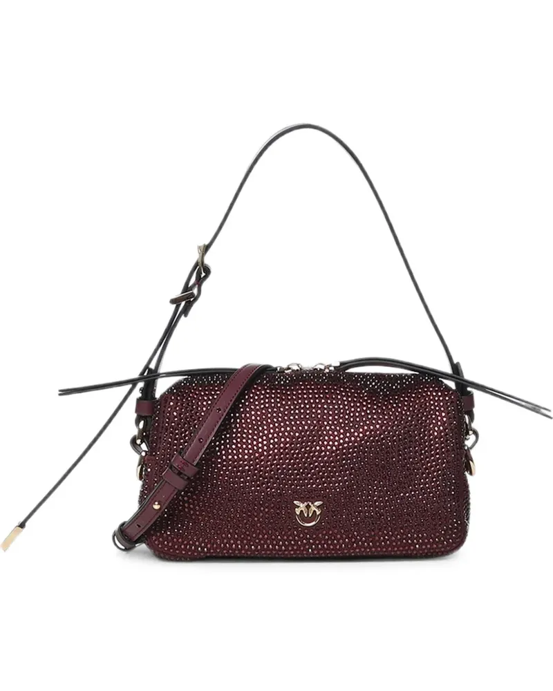 Pinko Love Birds Schultertasche mit Kristallen - Rot Rot