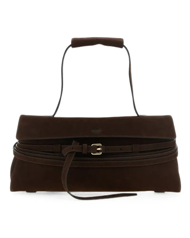 Moschino Tie Me buckle-detail shoulder bag - Braun Braun