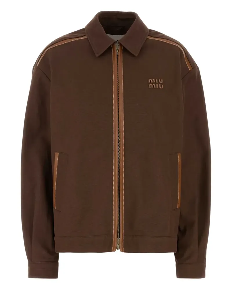 Miu Miu Jacke mit Lederbesatz - Braun Braun