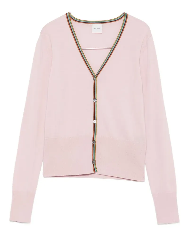 Paul Smith Cardigan mit Signature Stripe-Besatz - Rosa Rosa