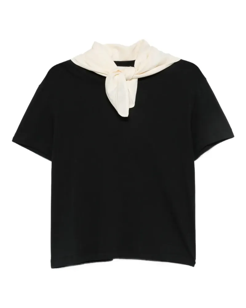 Totême T-Shirt mit Schaldetail - Schwarz Schwarz