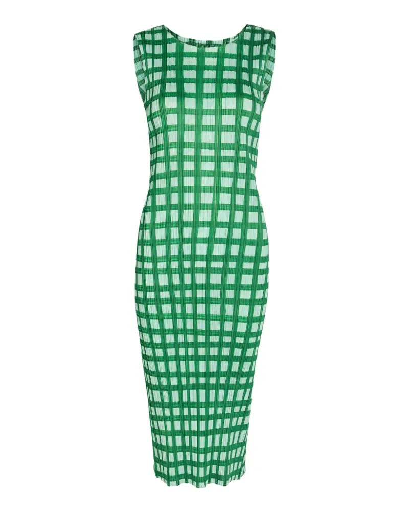 Issey Miyake Kariertes Kleid mit Falten - Grün Grün