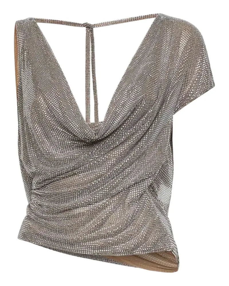 Giuseppe di Morabito Drapiertes Oberteil mit Kristallen - Silber Silber