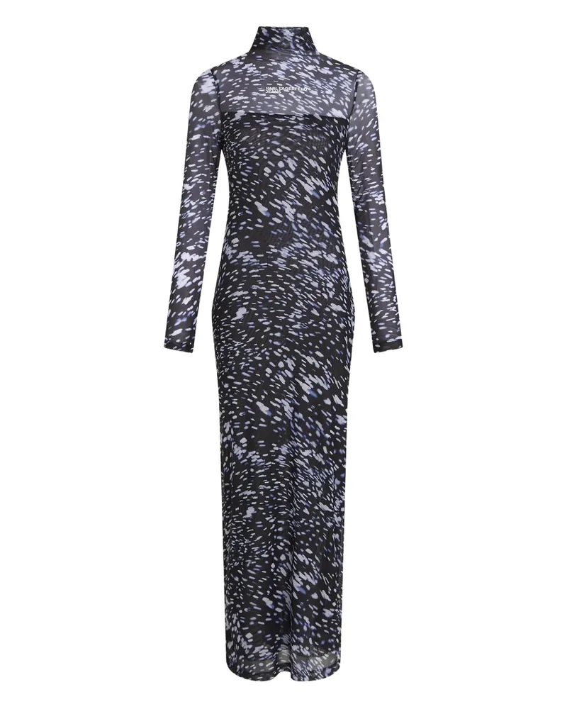 Karl Lagerfeld Mesh-Kleid mit Stehkragen - Blau Blau