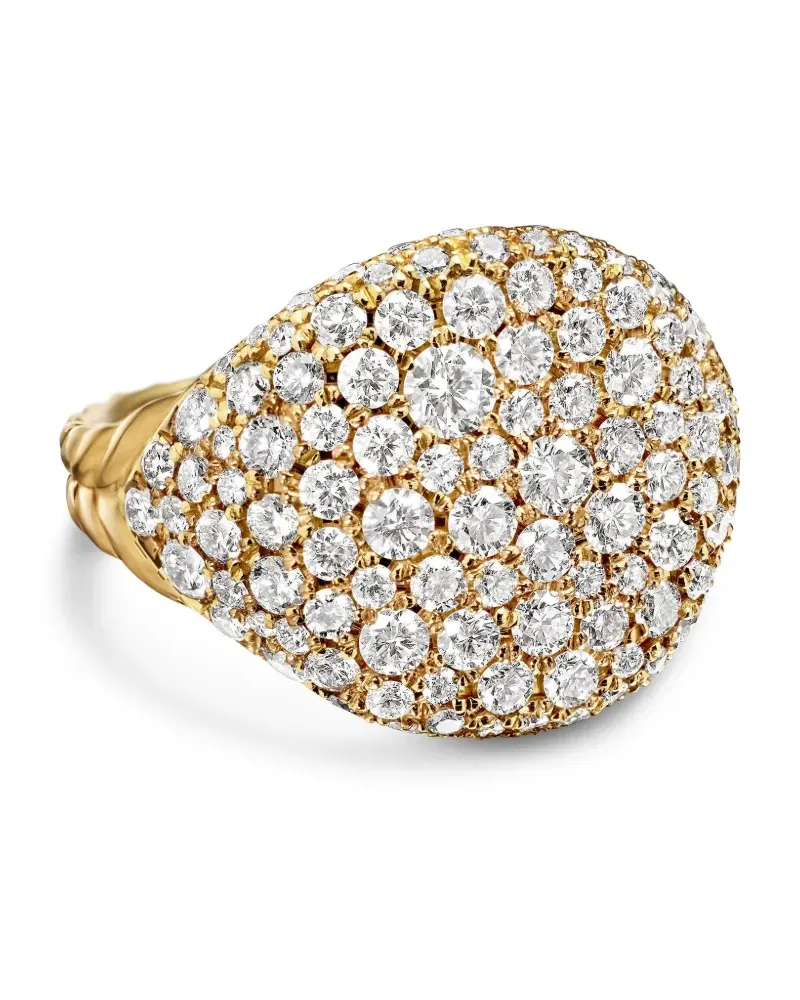 David Yurman 18kt Chevron Gelbgold-Pinky-Ring mit Diamanten (13mm Gold