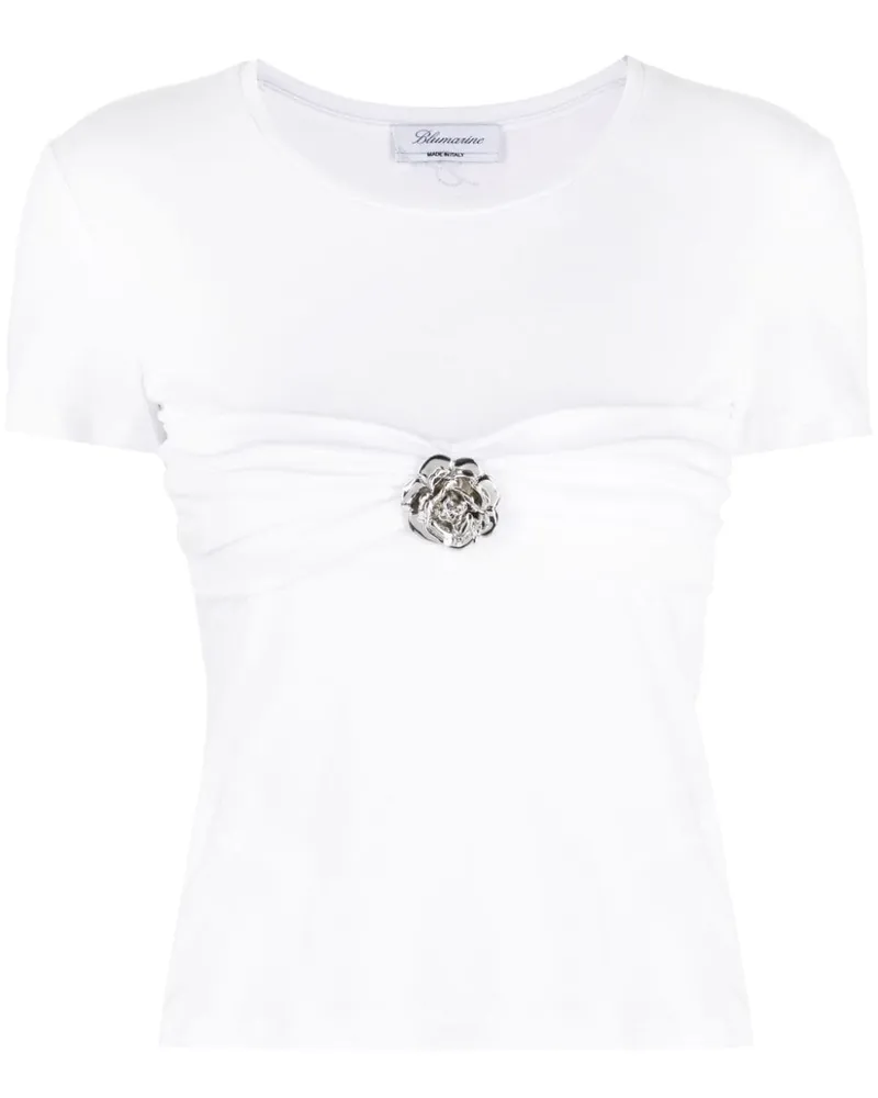 Blumarine T-Shirt mit Brosche - Weiß Weiß