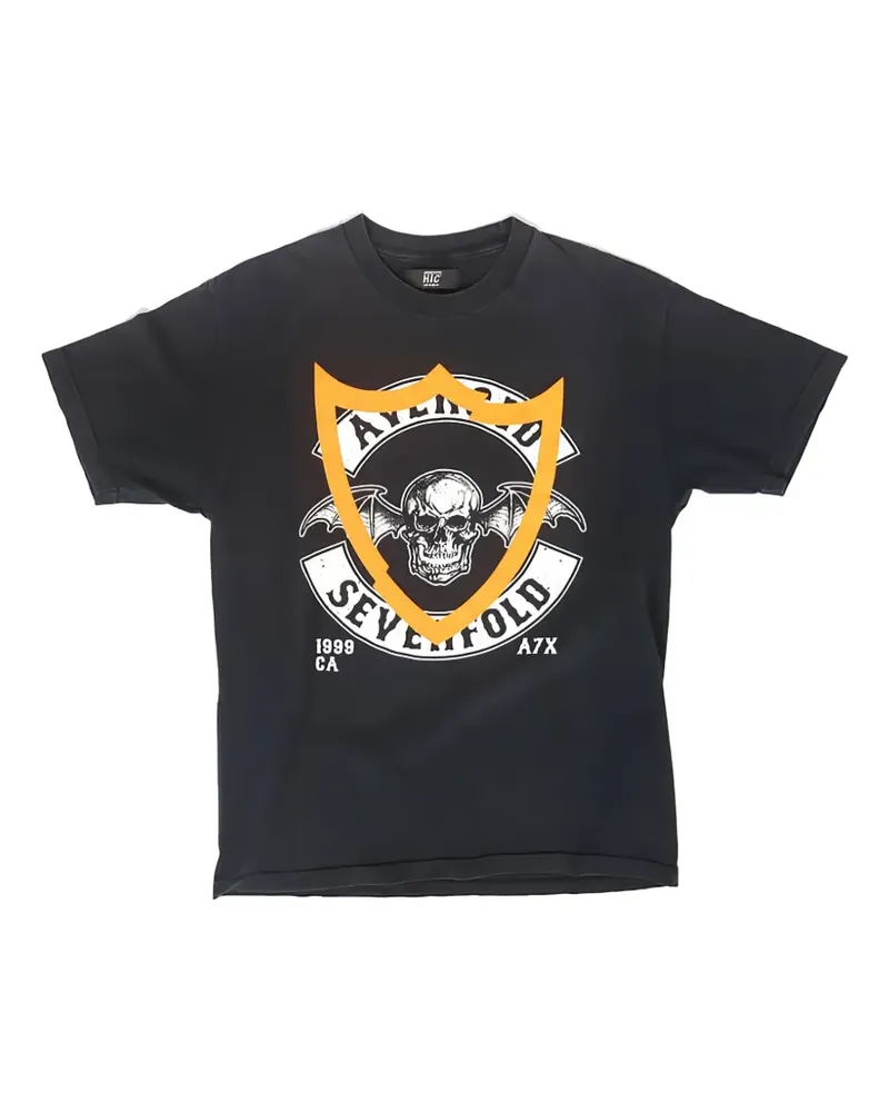HTC Hollywood Trading Company T-Shirt mit grafischem Print und Nieten - Schwarz Schwarz