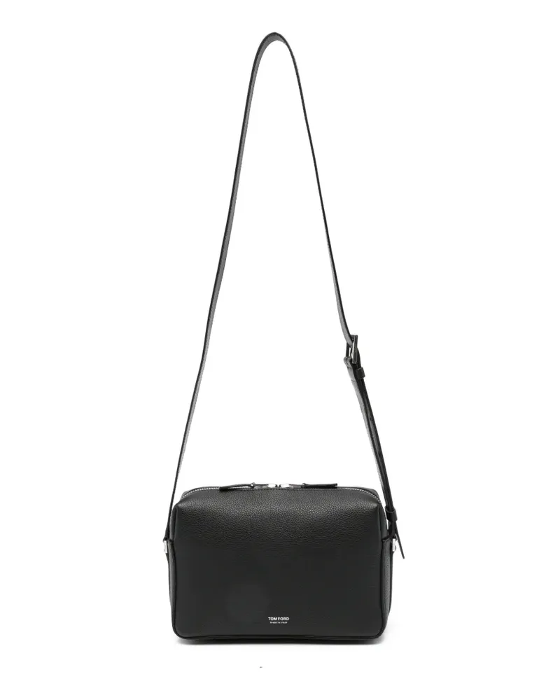 Tom Ford grained-leather logo-stamp messenger bag - Schwarz Schwarz