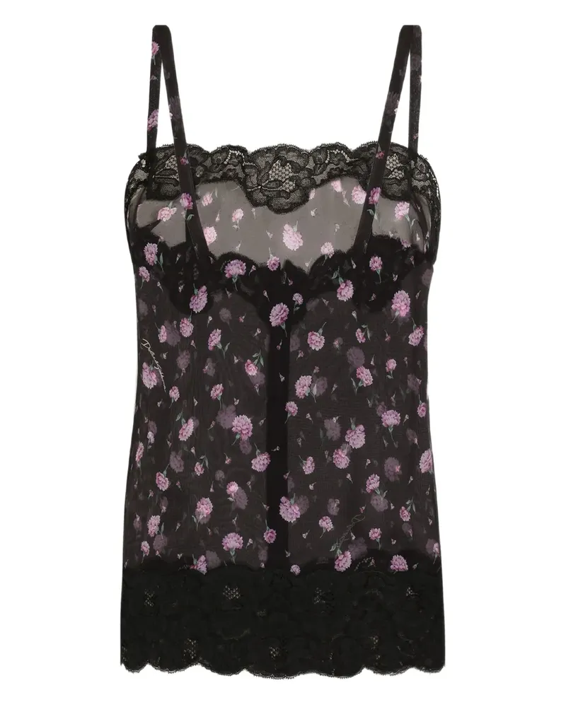 Dolce & Gabbana Top mit floralem Spitzenmuster - Schwarz Schwarz
