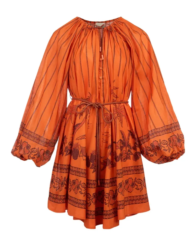 ALEMAIS graphic-print belted mini dress - Orange Orange