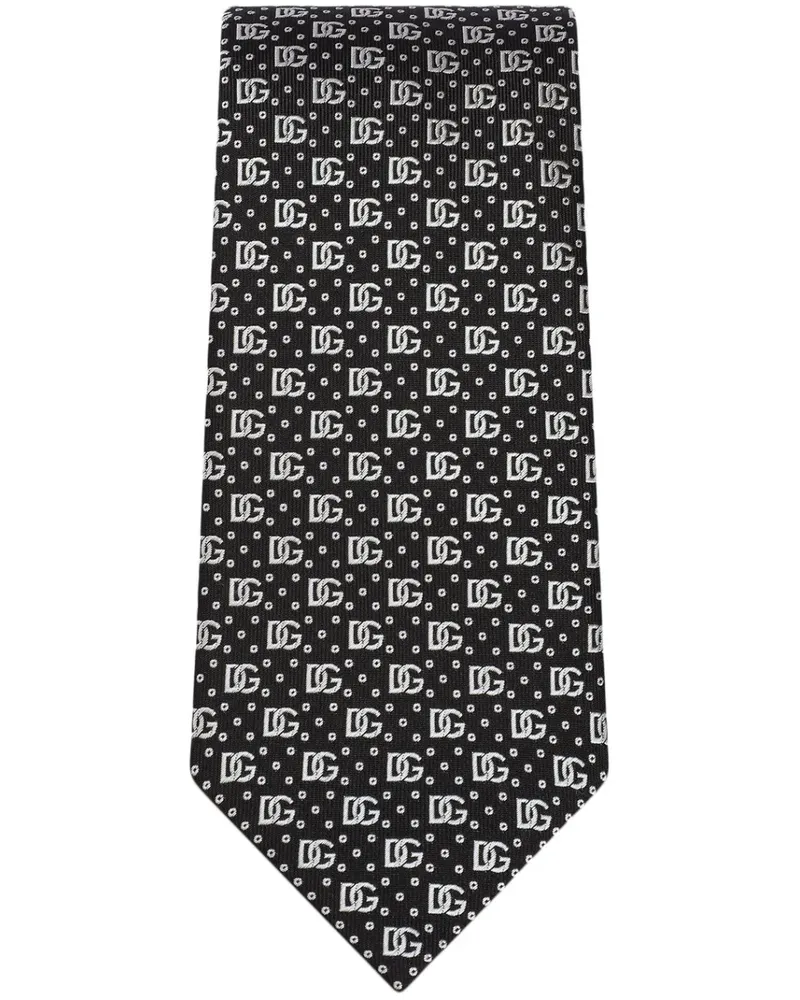 Dolce & Gabbana Seidenkrawatte aus Logo-Jacquard - Schwarz Schwarz