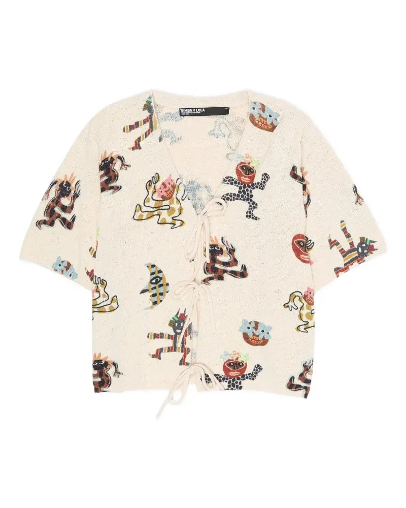 BIMBA Y LOLA Samba short-sleeved cardigan - Nude Nude