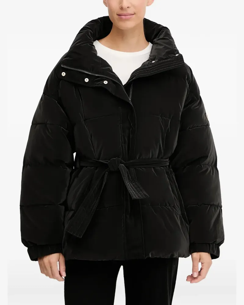 EA7 Gefütterte Jacke mit Gürtel - Schwarz Schwarz