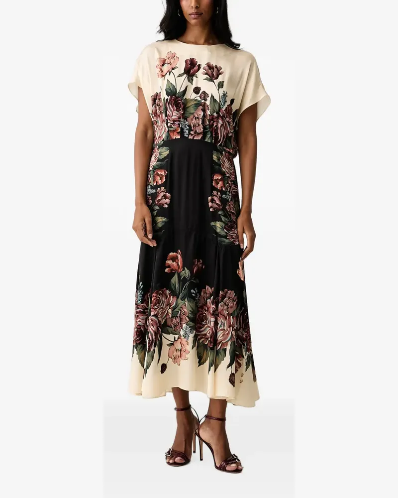 FARM Rio floral-print midi dress - Schwarz Schwarz