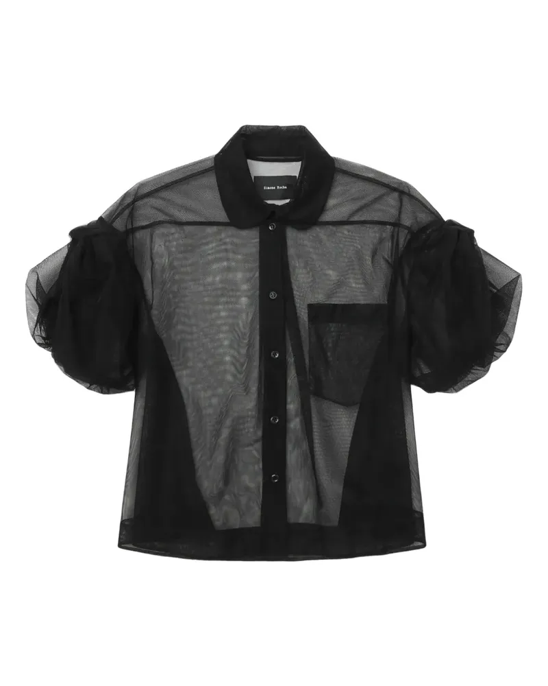 Simone Rocha Sheer-Hemd mit Puffärmeln - Schwarz Schwarz