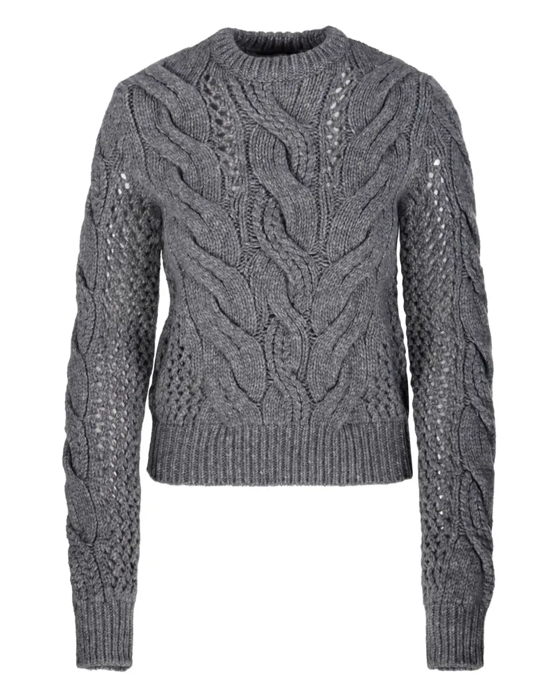 SPORTMAX Zopfmuster-Pullover mit Ösendetail - Grau Grau