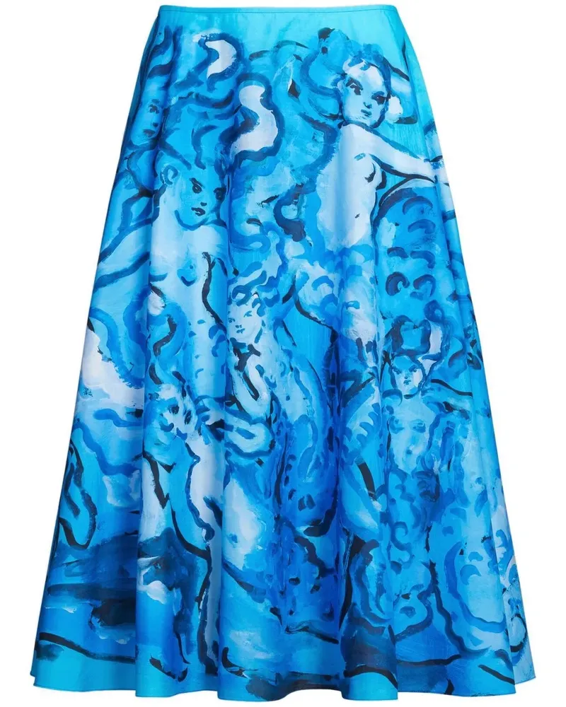 Marni A-Linien-Rock mit Print - Blau Blau