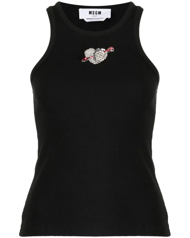 MSGM Geripptes Oberteil - Schwarz Schwarz