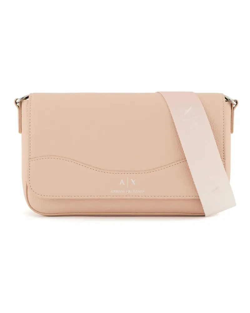 Armani Exchange Logo-Umhängetasche mit gekörnter Textur - Nude Nude