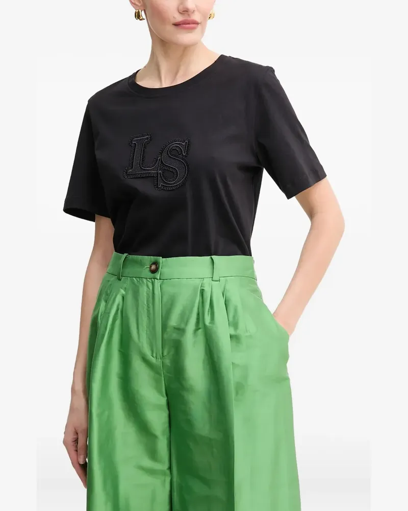 Luisa Spagnoli T-Shirt mit Logo-Stickerei - Schwarz Schwarz