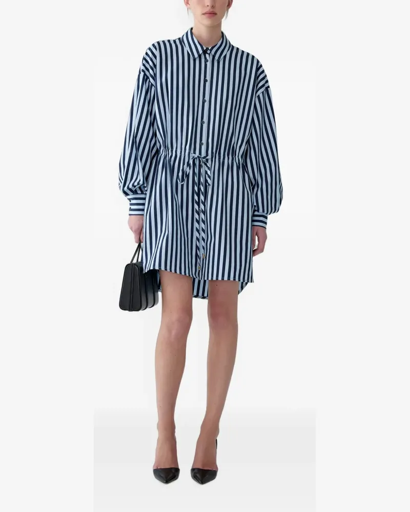 Carolina Herrera New York striped drawstring mini shirt dress - Blau Blau