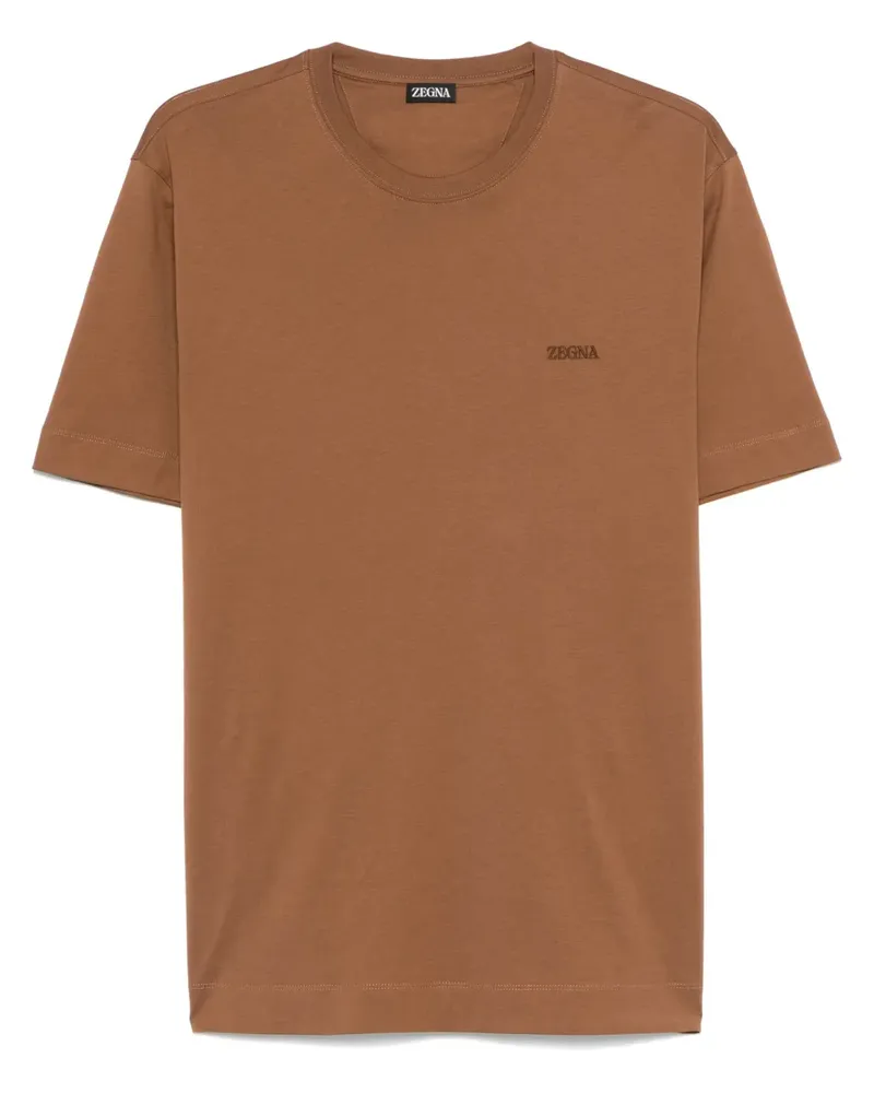 Ermenegildo Zegna T-Shirt mit Logo-Stickerei - Braun Braun