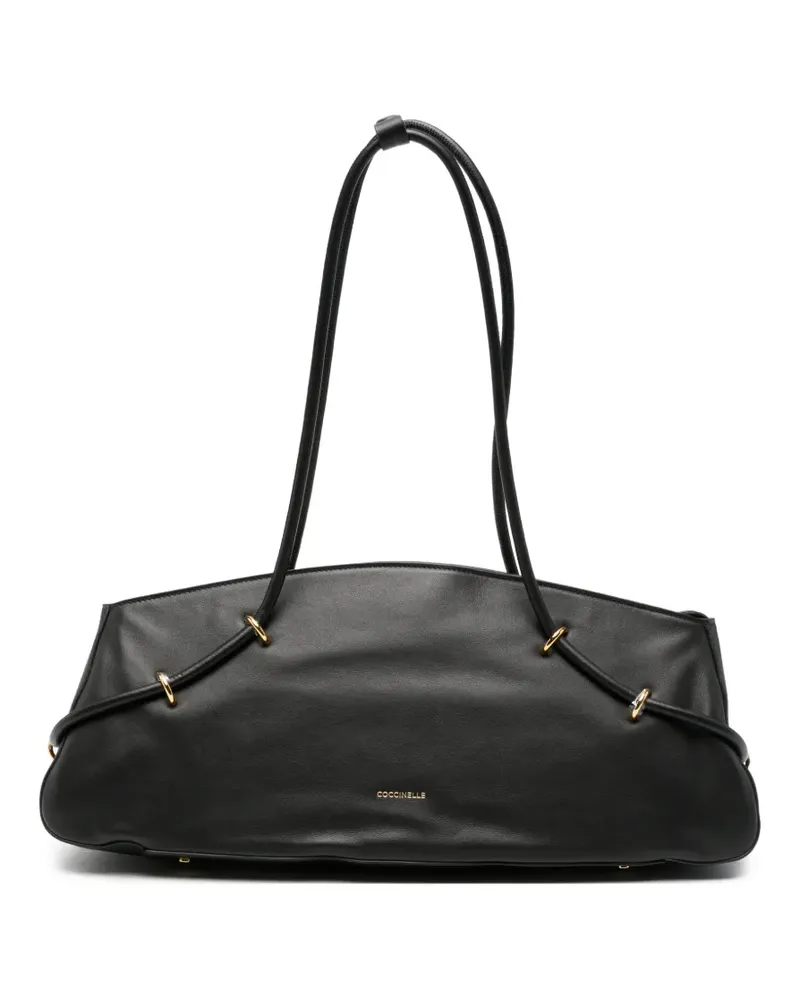 Coccinelle Schultertasche mit Logo-Print - Schwarz Schwarz