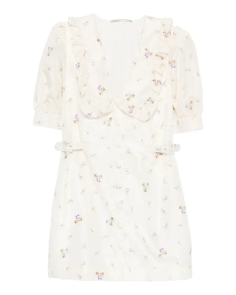 Alessandra Rich Minikleid mit Blumenprint - Nude Nude