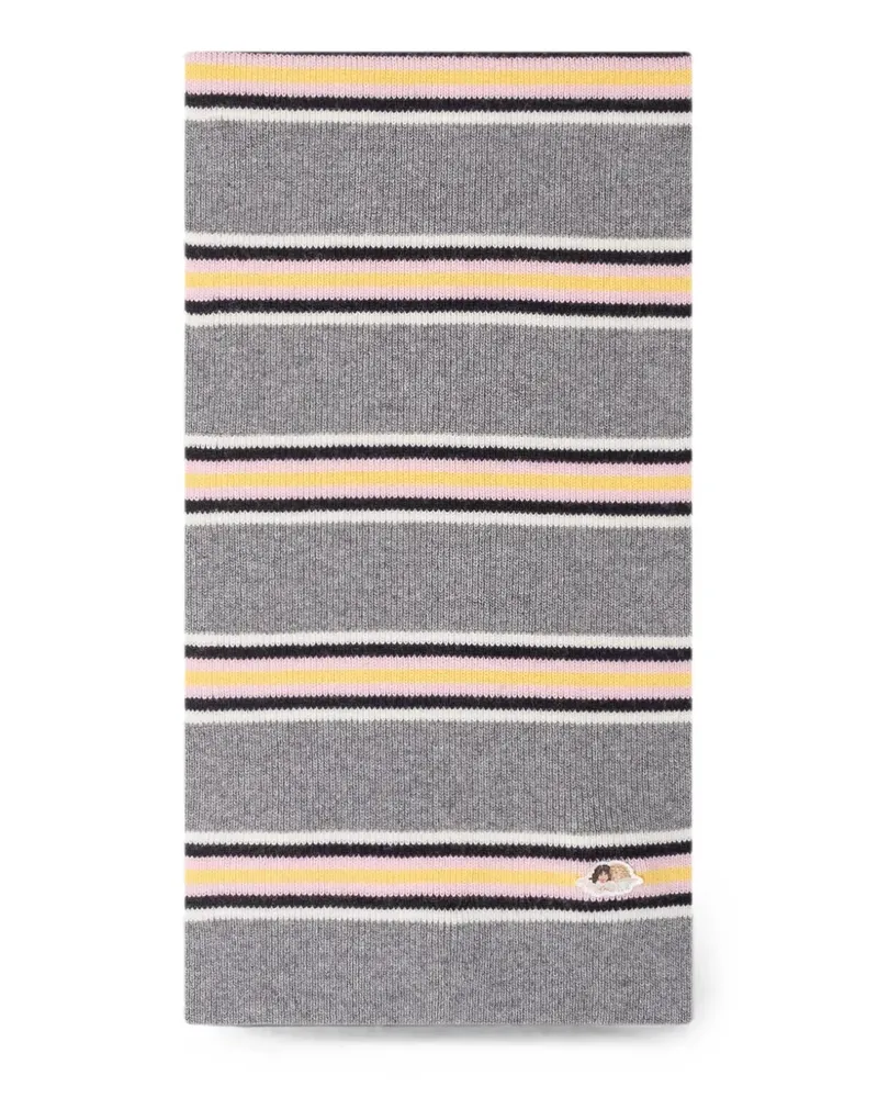 Fiorucci angel-patch striped scarf - Grau Grau