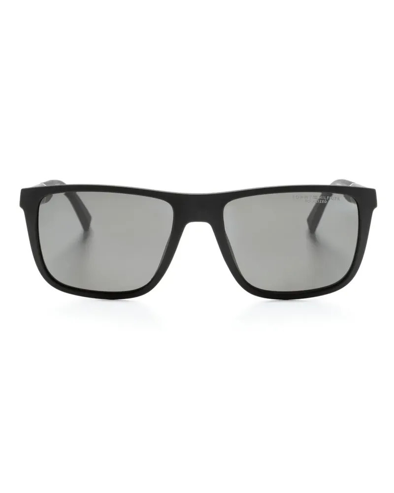 Tommy Hilfiger Matte Sonnenbrille mit eckigem Gestell - Schwarz Schwarz