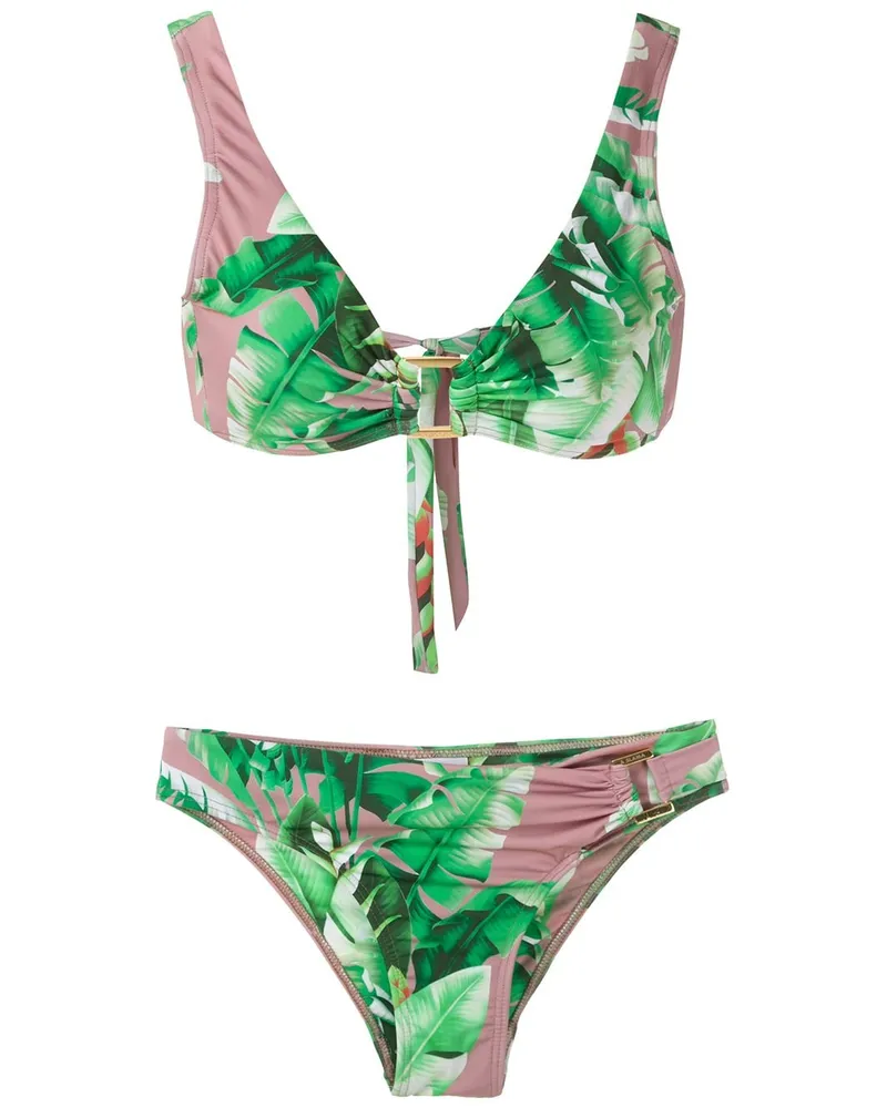 Amir Slama Bikini mit Blumen-Print - Grün Grün