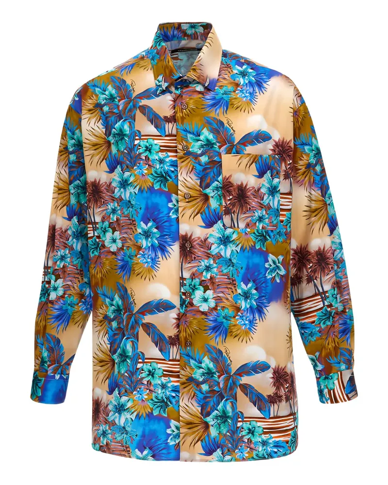 Roberto Cavalli Hemd mit tropischem Print - Orange Orange