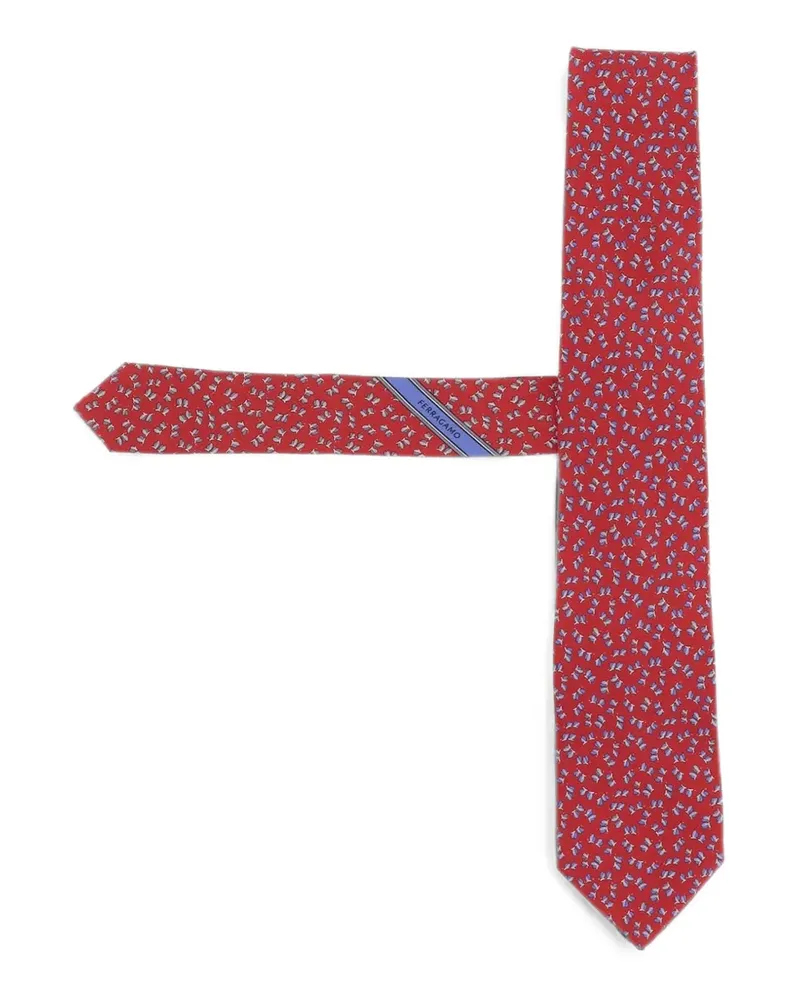 Ferragamo graphic-pattern silk tie - Rot Rot