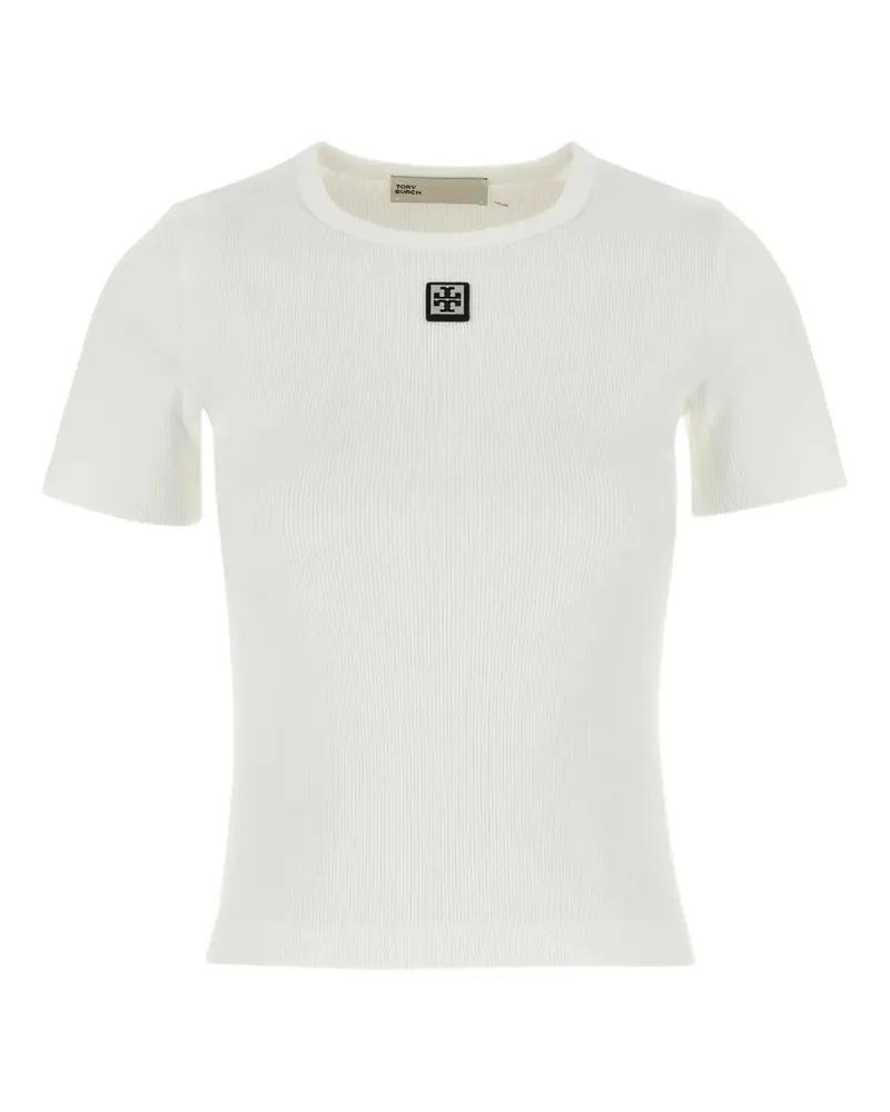 Tory Burch T-Shirt mit Logo-Patch - Weiß Weiß