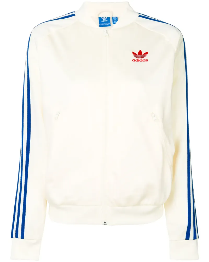adidas Jacke mit Mottenstickerei - Weiß Weiß