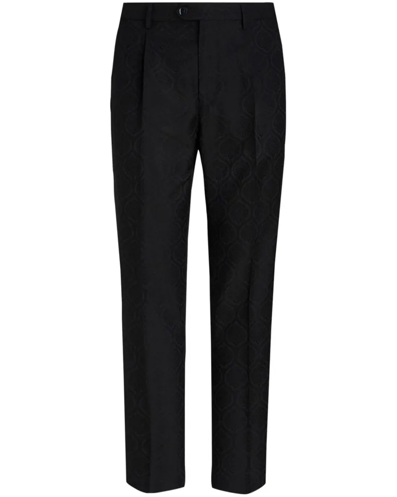 Etro Gerade Hose aus Paisley-Jacquard - Schwarz Schwarz