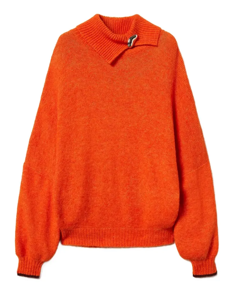 Twin-Set turtleneck brooch-detail sweater - Orange Orange