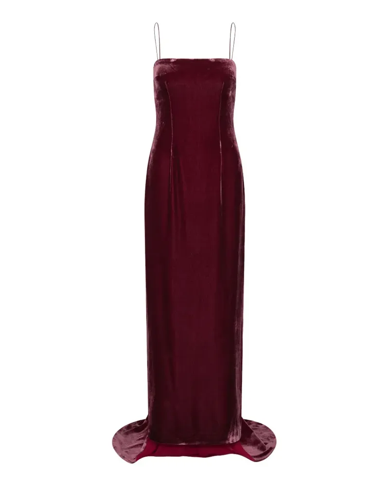 ROTATE Birger Christensen Seidensamtträgerkleid Rot