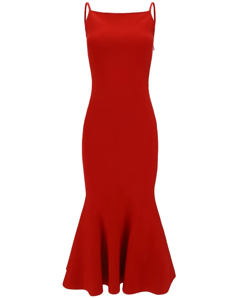 Alexander McQueen Midikleid mit eckigem Ausschnitt - Rot Rot