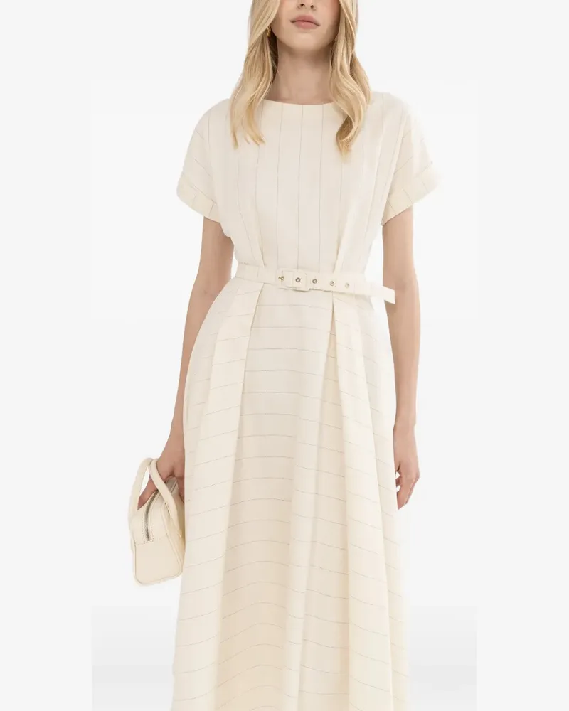 NISSA striped belted midi dress - Nude Nude