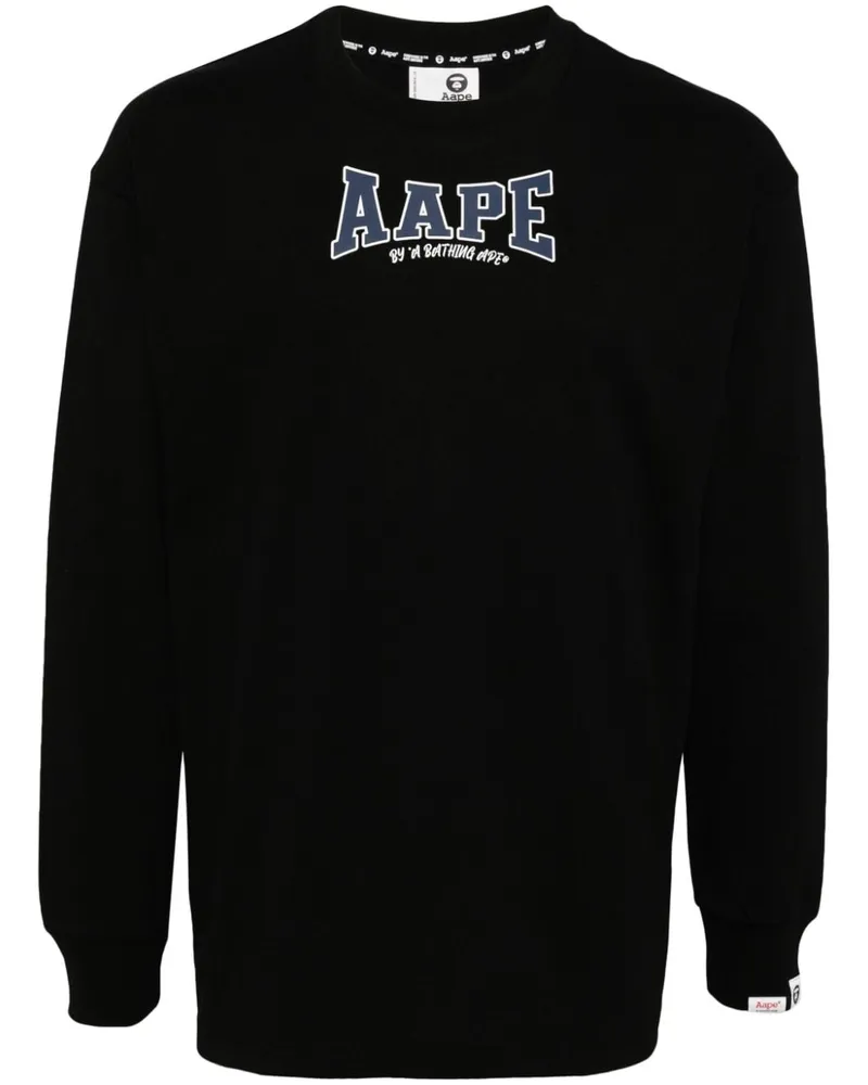 BAPE Langarmshirt mit Logo-Print - Schwarz Schwarz
