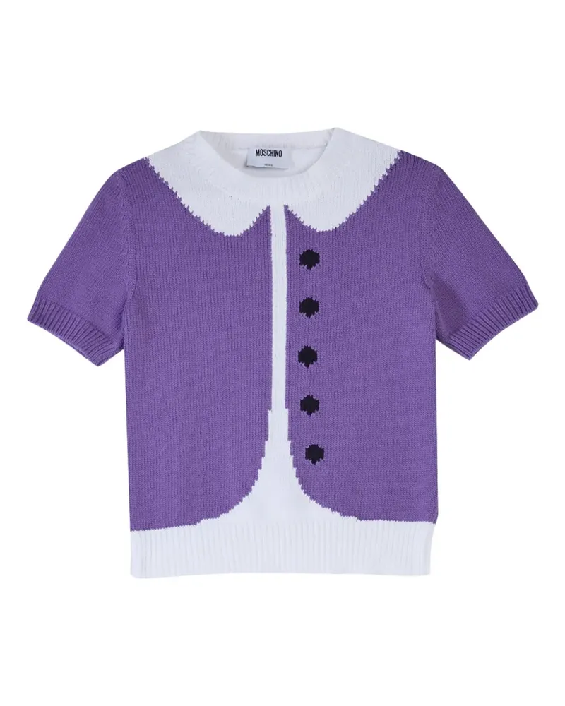 Moschino Intarsien-Pullover mit Trompe-l'oeil-Muster - Violett Violett