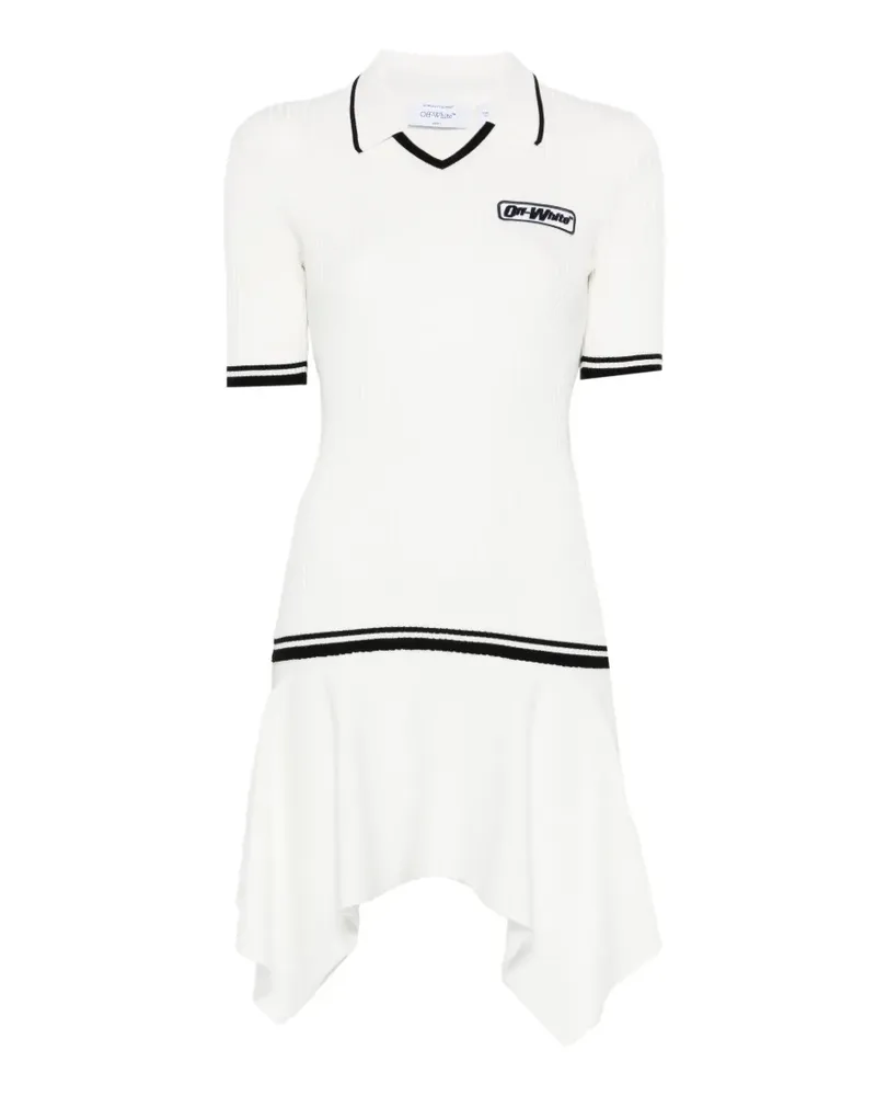 OFF-WHITE V-neck ribbed mini dress - Weiß Weiß