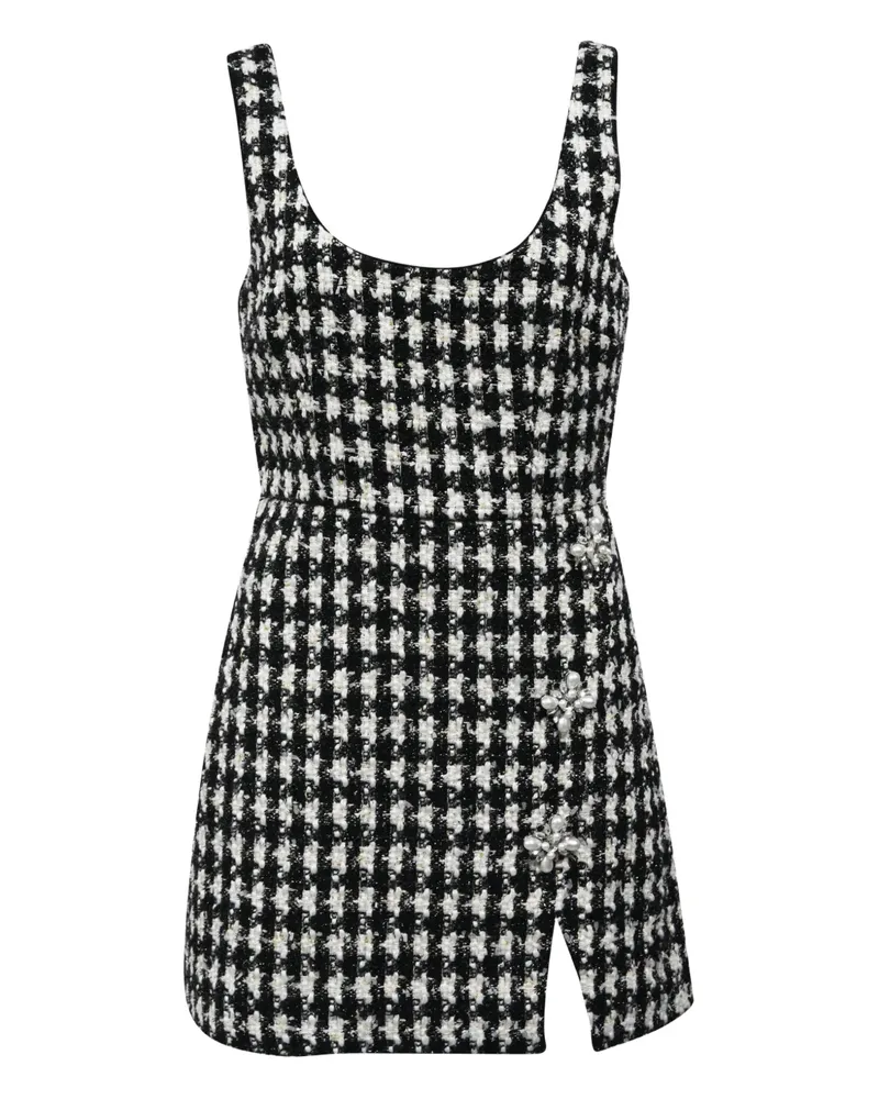 Self-Portrait check boucle mini dress - Schwarz Schwarz